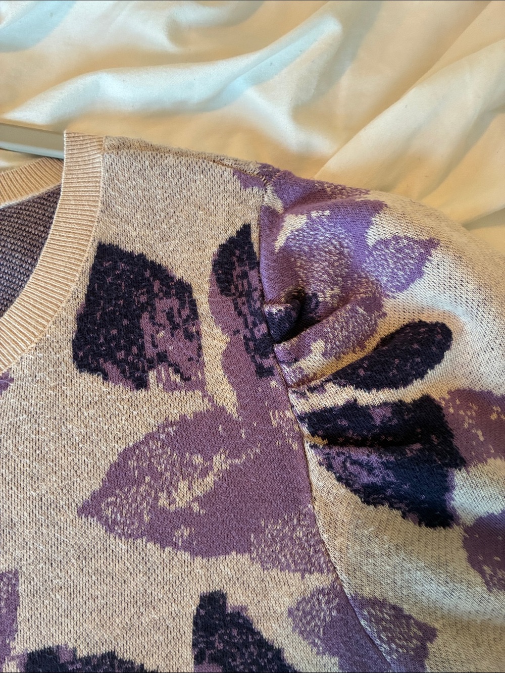 Chico's Purple Floral Short Sleeve Sweater - Picture 5 of 6